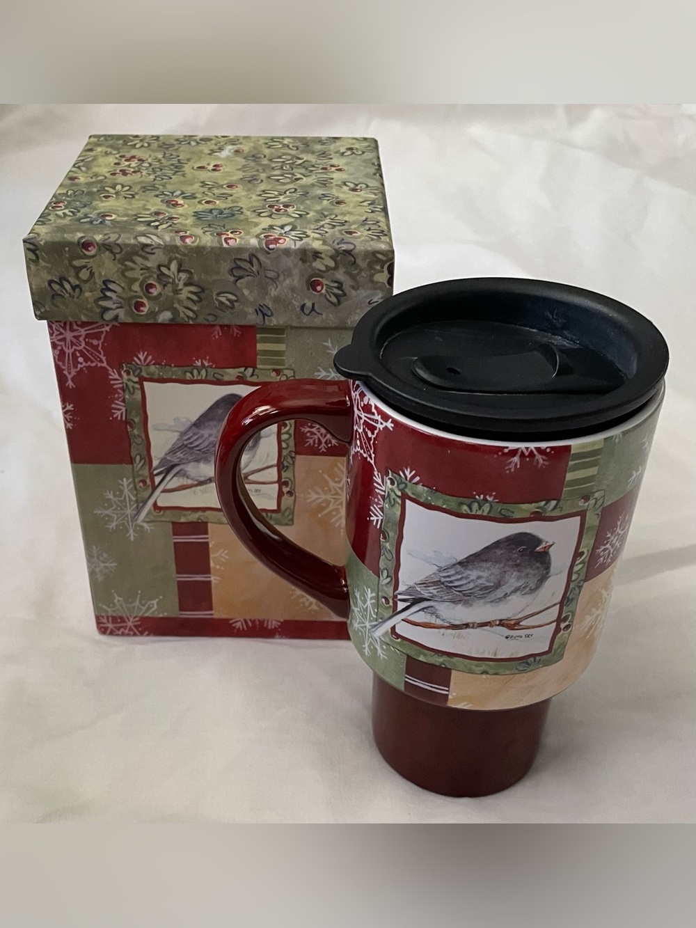 Lang Go Everywhere 16 Oz Ceramic Winter Christmas Travel Mug w/ Lid  - Snowbird